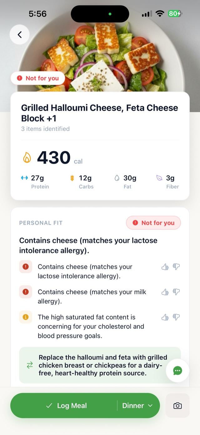 Nirra meal verdict screen